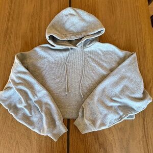 Alo Women's Cropped Hoodie, Light Gray Size Medium